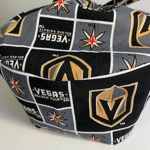 NHL Licensed Vegas Golden Knights Cotton Print Scrub Cap. Washable. Handmade. One size fits most.