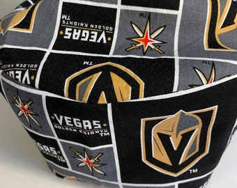 NHL Licensed Vegas Golden Knights Cotton Print Scrub Cap. Washable. Handmade. One size fits most.