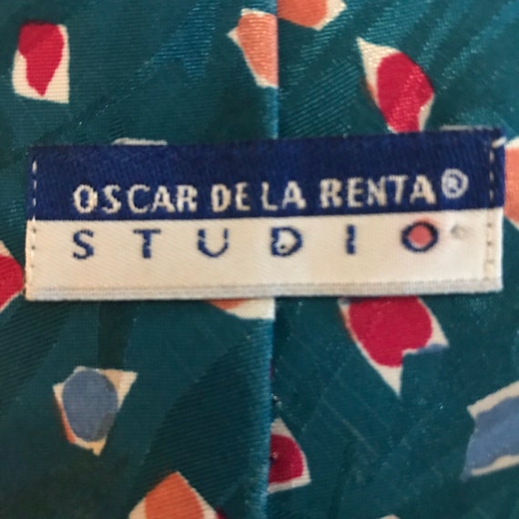 Vintage Oscar de la Renta Turquoise Tie - image 4