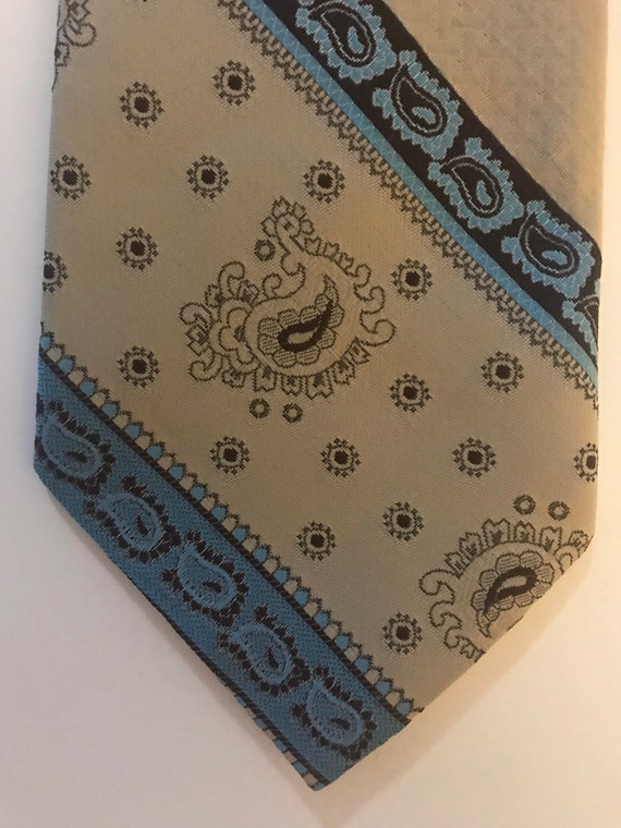 Vintage Beige, Brown, Light Blue Tie by Lord Copl… - image 2