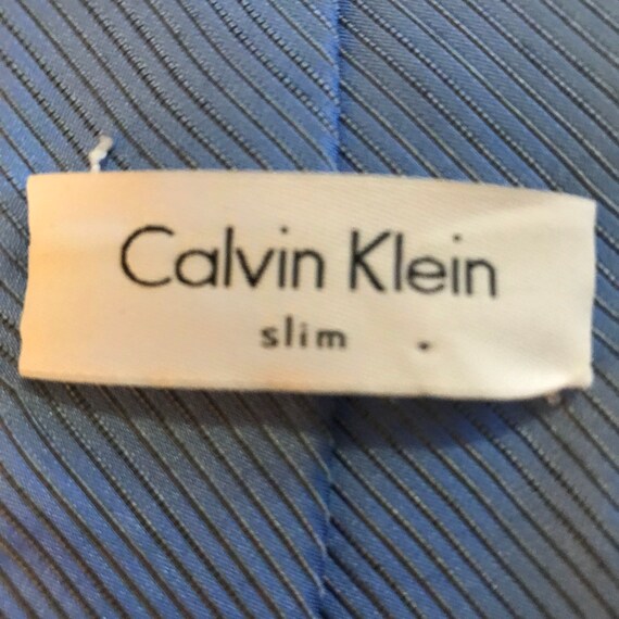 Vintage Calvin Klein Blue Silk Skinny Tie - image 4