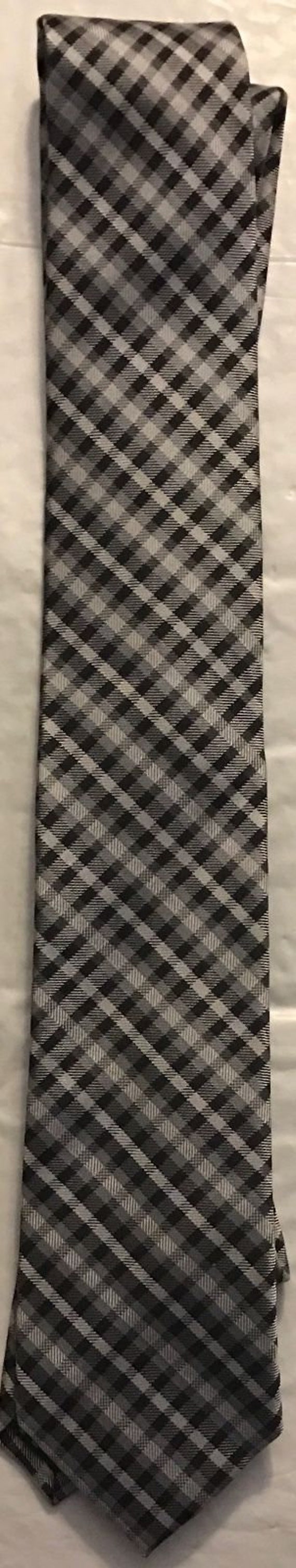 Ben Sherman Plaid Skinny Tie ~ Gray & Black