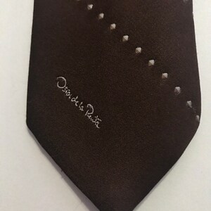 Vintage Oscar de la Renta Brown Skinny Striped Tie
