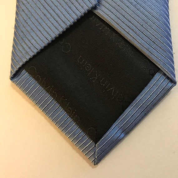 Vintage Calvin Klein Blue Silk Skinny Tie - image 3