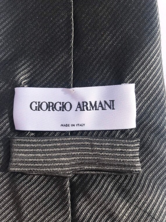 Vintage Giorgio Armani Tie - Dark Gray and Black … - image 3