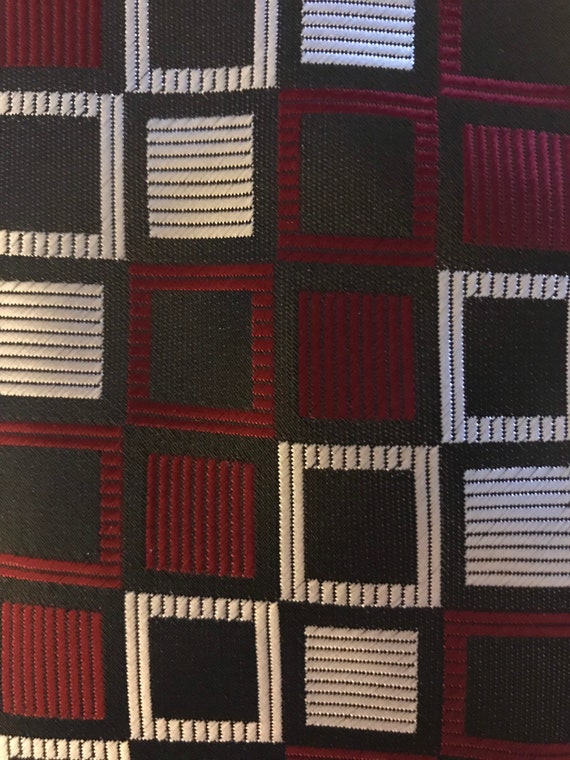 Vintage Burberry Red Black Silk Tie - image 1