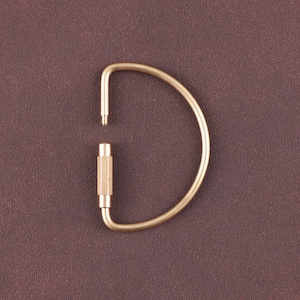 D-Shaped Brass Keychain｜Brass Key Rings｜Unique Key Ring｜Brass Oval Screw Locking Carabiner｜Brass Carabiner Keychain