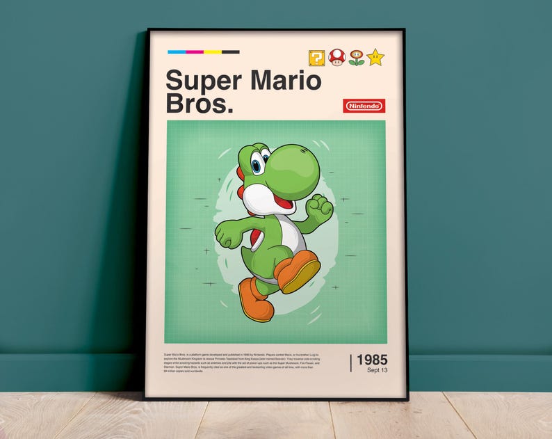 Set of 6 Super Mario Bros Prints, Retro, Video Games, Classic Arcade ...