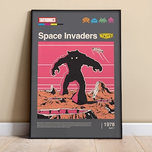 Single Space Invaders Print, Retro, Video Games, Kids Room Décor, Classic Arcade Game Illustration, Printable Wall Art, Digital Download