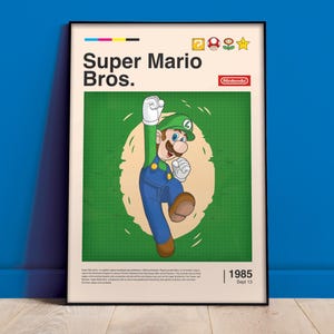 Single Luigi Print, Retro, Videospiele, Kinderzimmer Dekor, Klassische Arcade Spiel Illustration, druckbare Wandkunst, digitaler Download
