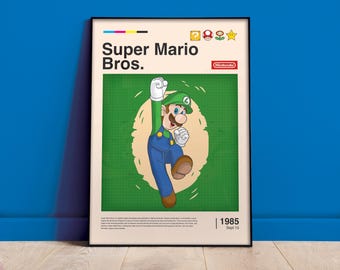 ルイージのシングルプリント、レトロ、ビデオゲーム、子供部屋の装飾、クラシックアーケードゲームのイラスト、印刷可能なウォールアート、デジタルダウンロード