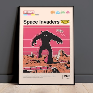 Single Space Invaders Print, Retro, Video Games, Kids Room Décor, Classic Arcade Game Illustration, Printable Wall Art, Digital Download