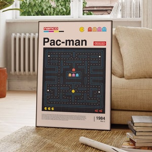 Single Pac-man Print, Retro, Video Games, Kids Room Décor, Classic ...