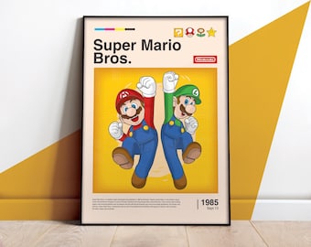Nintendo Super Mario Bros NES/SNES Retro Video Game Box Art