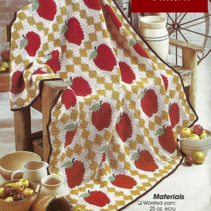 Apple harvest crochet afghan, vintage pattern, baby room