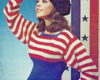 INSTANT DOWNLOAD Vintage  Sweater Pattern, knitting, crochet, 1973