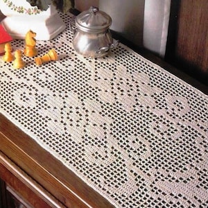 13. Fiesta mesh rectangular Doily, crochet, fine thread, 1980s. INSTANT DOWNLOAD