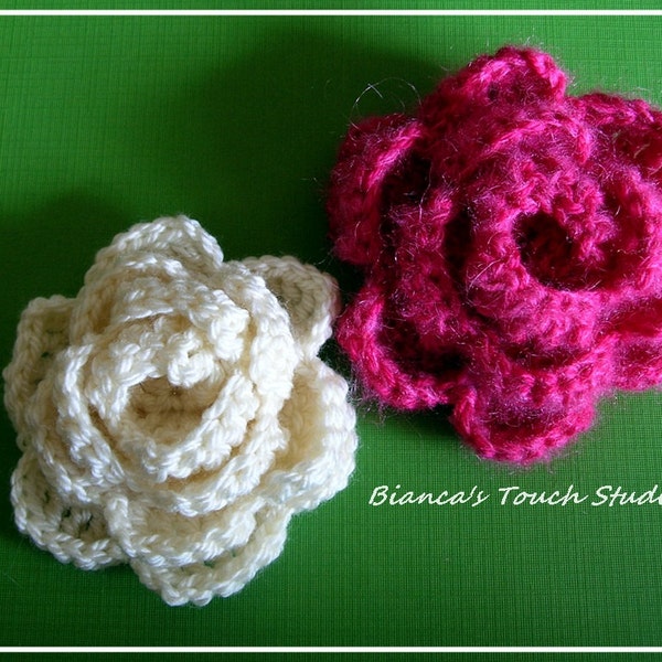 INSTANT DOWNLOAD Tutorial instructions in PDF format. Flower no 64, rolled rose, crochet applique