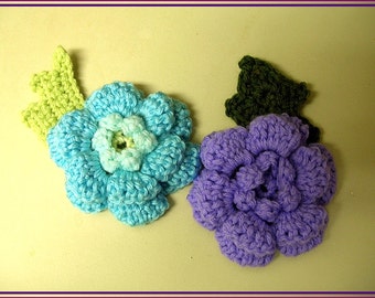 INSTANT DOWNLOAD Crochet Pattern, Tutorial instructions in PDF format. reverse bloom with two leaves