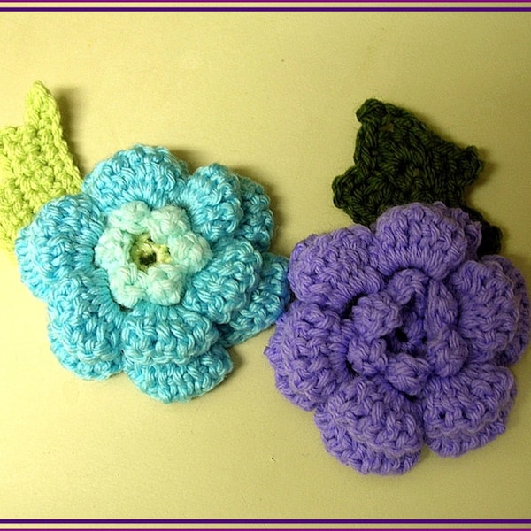 INSTANT DOWNLOAD Crochet Pattern, Tutorial instructions in PDF format. reverse bloom with two leaves