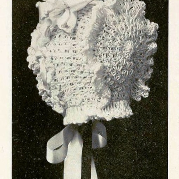 INSTANT DOWNLOAD Vintage 1915 solitaire cap, baby bonnet pattern, fine thread crochet, vintage stitch