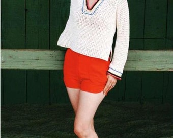 Instant Download Pattern, 1970's crochet beach top