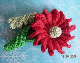 INSTANT DOWNLOAD Pattern,Crochet flower Applique, Brooch, Clipie, tutorial instructions in PDF format