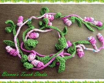 Instant Download ! DARE Fiber Necklace. Two vines Scarf. CROCHET PATTERN