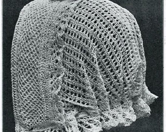 INSTANT DOWNLOAD Vintage 1915 baby bonnet knitting pattern, fine thread crochet, dutch cap