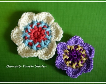 INSTANT DOWNLOAD Pattern, Tutorial instructions in PDF format. Flower no 63, crochet applique