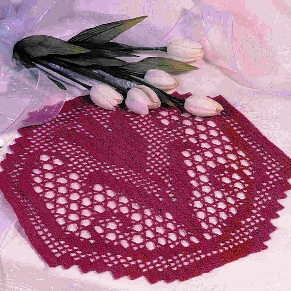 19. Vintage fine thread crochet, filet crochet Tulip doily. INSTANT DOWNLOAD PDF Pattern.