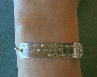 Personalized Quote or Lyrics Large Bar Bracelet