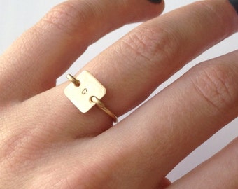 Square Monogram / Initial Ring