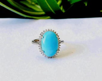 Natural Gemstone Turquoise Ring,Women’s Statement High Grade Pure Blue Turquoise Ring,Promise Ring,Handmade,Elegant Unique Jewelry Gift