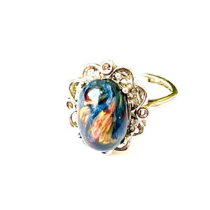 Naturalny kamień szlachetny Czarny opal Pierścień, Pierścień oświadczenie, Amulet, Delikatny pierścień, Pierścień damski, Ręcznie robiony, Pierścień obietnicy, Pierścień prezentowy, Elegancka unikalna biżuteria