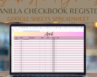 Vanilla Checkbook Register | Simple & Clean Budget Tracker | Personal Finance Organizer and Expense Log Template, Google Sheets and Excel