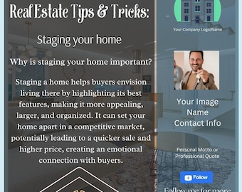 Real Estate Tips and Tricks Instagram Social Media Posts with a Focus On Staging 30+ Days Worth of Content