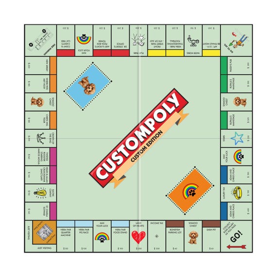 Custompoly Board Game, Game Board, Personalized Board Game, Personalized Gift, Custom Game Board, Customopoly Board, Customized Gift,