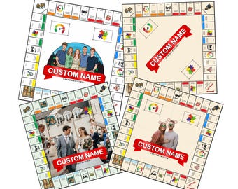 Jeu de société Customopoly, plateau de jeu personnalisé, jeu de société personnalisé en cadeau, jeu familial personnalisé, cadeau unique et personnalisé