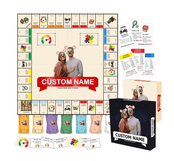 Customopoly Board Game, Personalized Family Gift