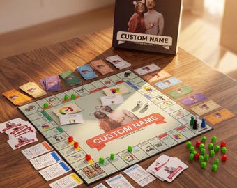 Jeu de société customopoly, cadeau famille personnalisé, plateau de jeu personnalisé, plateau de jeu personnalisé, jeu de société personnalisé