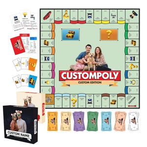 Juego de mesa Monopoly personalizado, juego familiar a medida, regalo único para parejas, juego nocturno personalizado, regalo de cumpleaños, regalo de aniversario