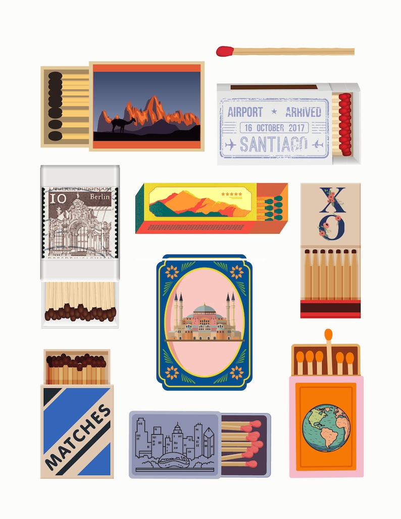 Matchboxes Patern Customized Matchbook Print - Digital Download - Etsy