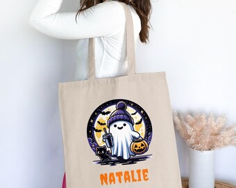 Sac fourre-tout en toile de coton blanc pour les amoureux des chats