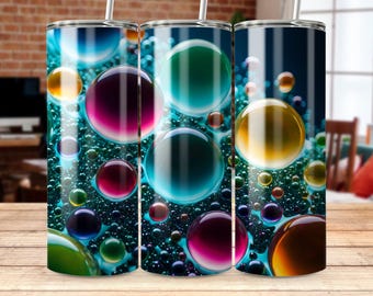 Emballage abstrait pour verre avec bulles de liquide : art coloré (téléchargement numérique)