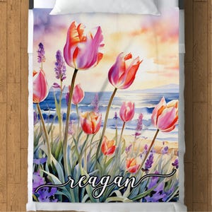 Customized Personalized Fleece Blanket Floral Design Vibrant Colors Cozy and Warm Blanket Perfect Gift for Any Occasion