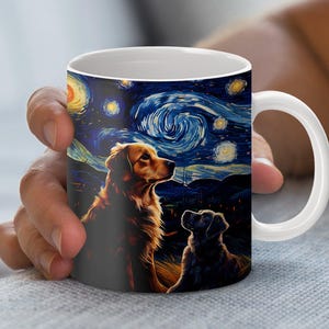 11oz and 15oz Mug Template, Mug Sublimation Design, Mug Wrap Template, Instant Digital Download PNG, Starry Night with Dogs