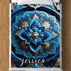 Custom Personalized Fleece Blanket, Floral Design Fleece Blanket, Intricate Pattern Blanket, Luxury Decorative Throw Blanket