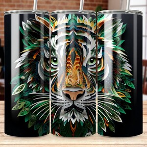 Tiger Face Digital Art, 20 oz Skinny Tumbler Sublimation Design, Straight and Tapered Wrap, Tumbler Wrap, Tumbler Png, Instant Download