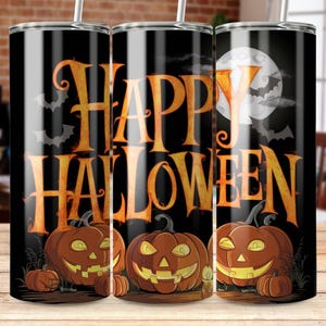 Happy Halloween 20 oz Skinny Tumbler Sublimation Design, Straight and Tapered Wrap, Tumbler Wrap, Tumbler Png, Instant Download